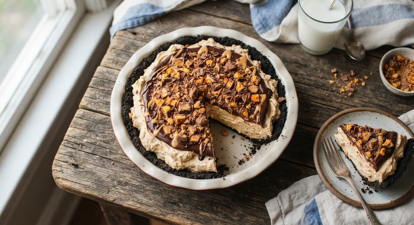 Butterfinger Pie with Peanut Butter (No-Bake)