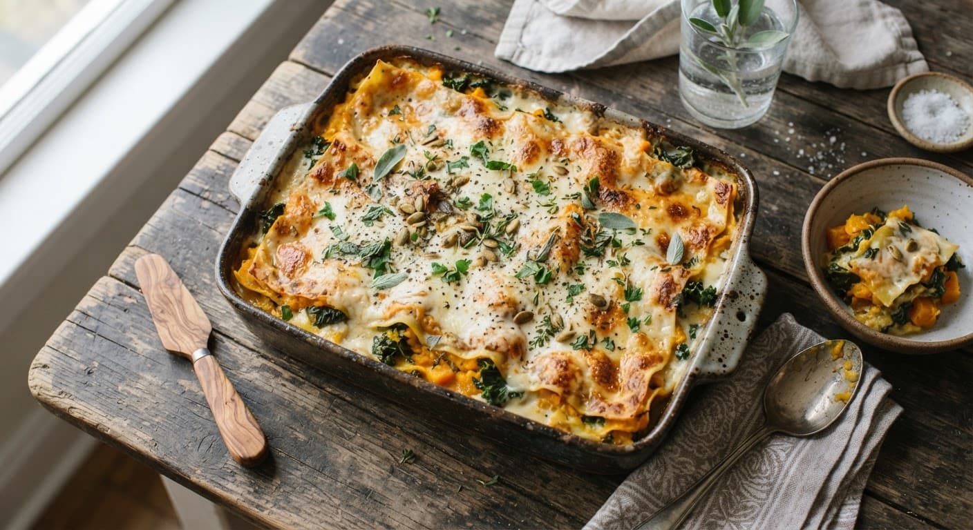 Creamy Butternut Squash and Kale Lasagna