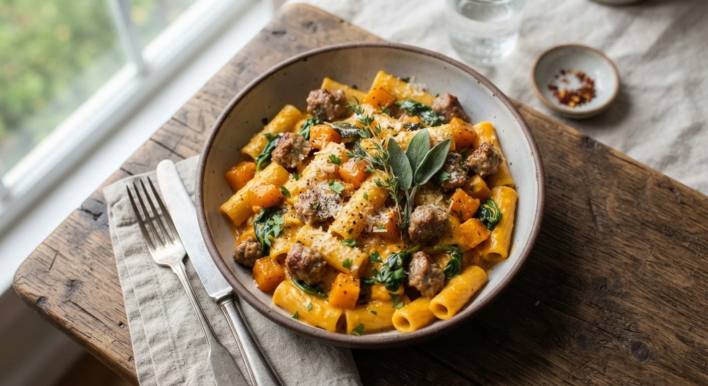 Creamy Butternut Squash Pasta with Sausage