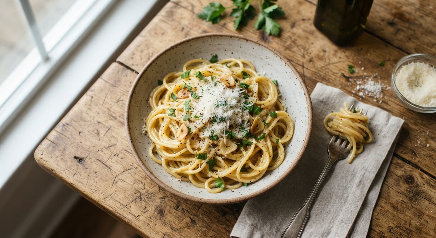 Buttery Garlic Noodles with Parmesan