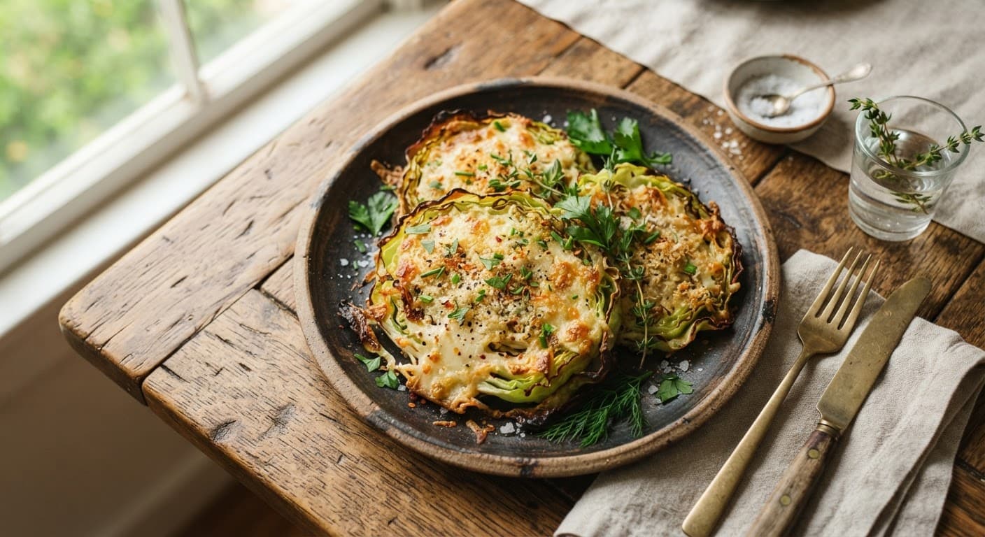 Crispy Cabbage Steaks with Cheese