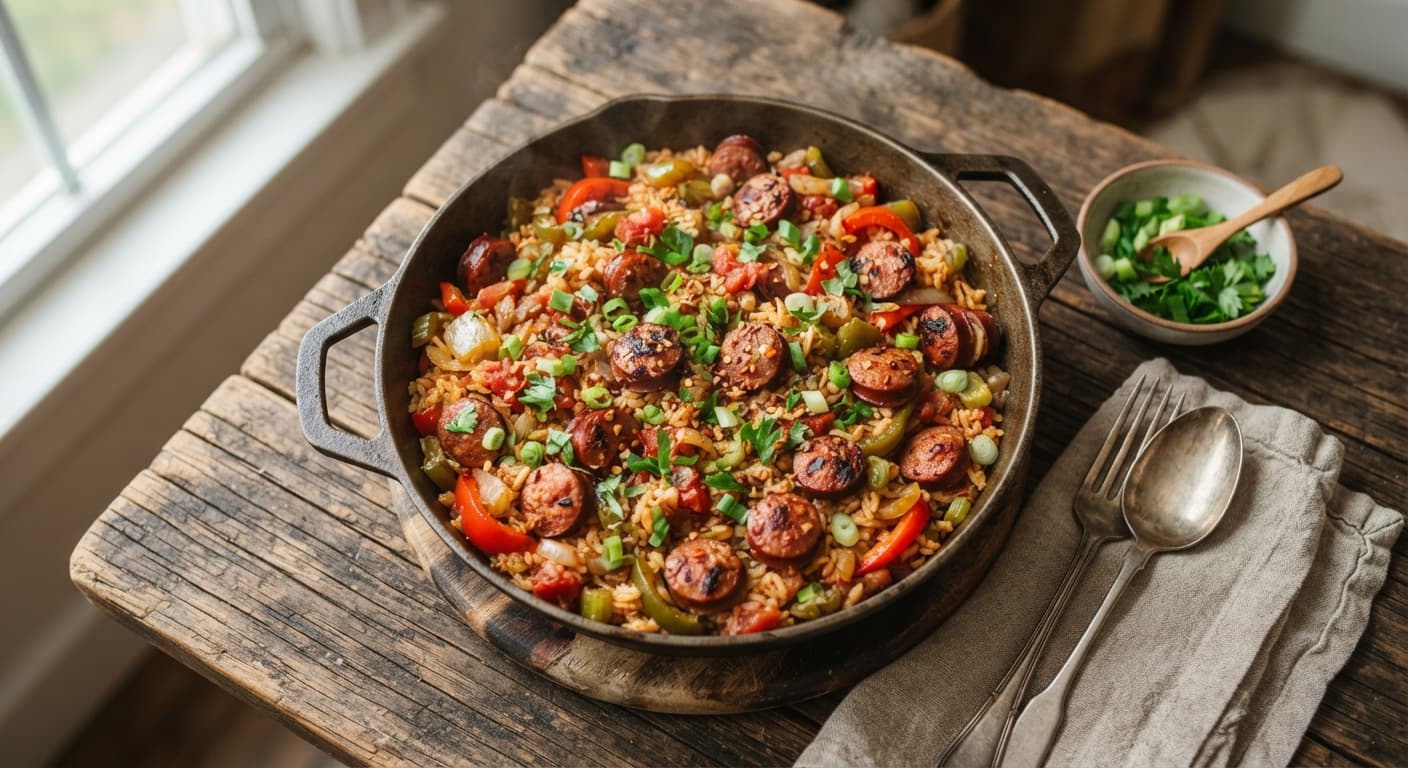 Cajun Sausage and Rice Skillet (One Pan)