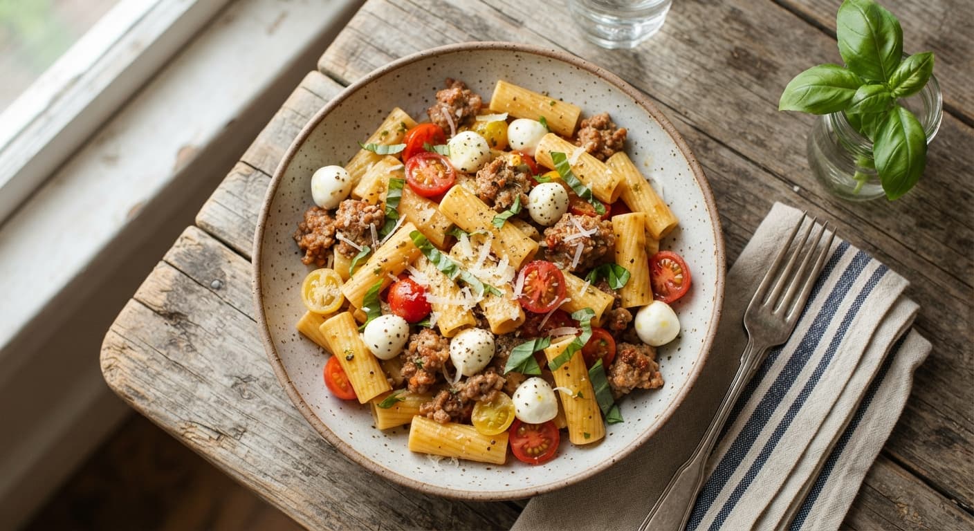 Caprese Pasta with Italian Sausage