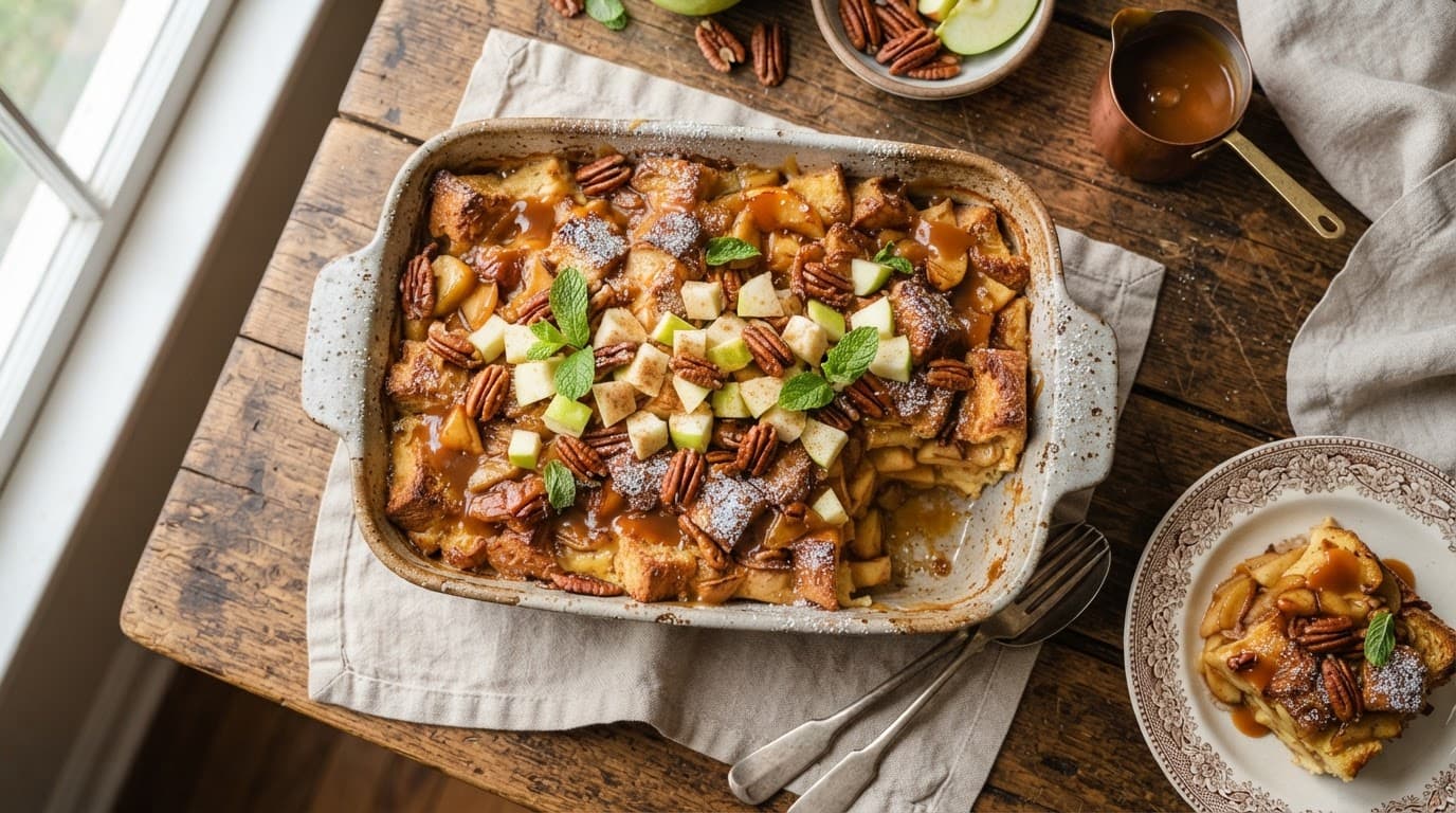 Caramel Apple Stuffed French Toast Casserole