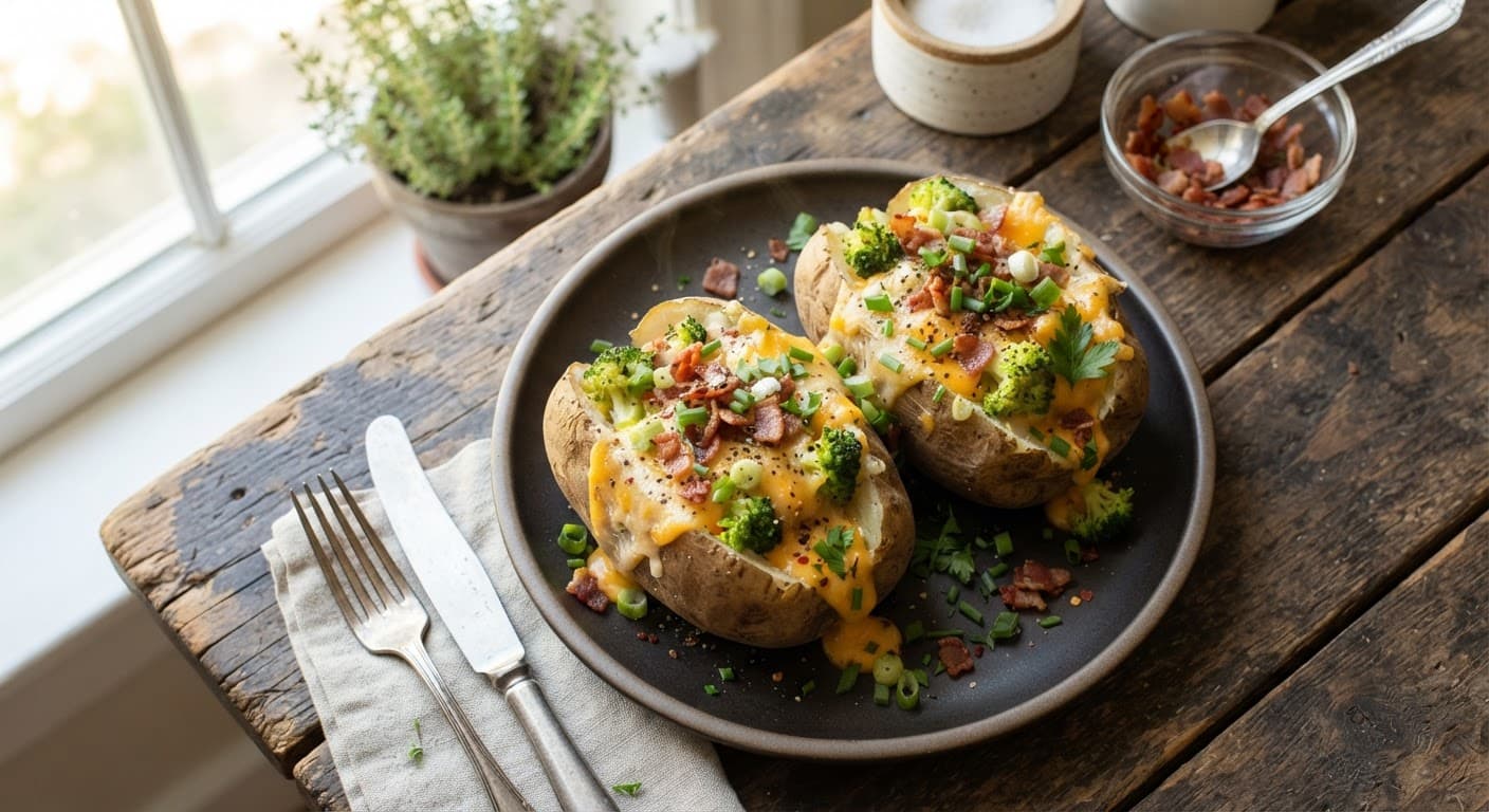 Cheesy Broccoli Baked Potatoes