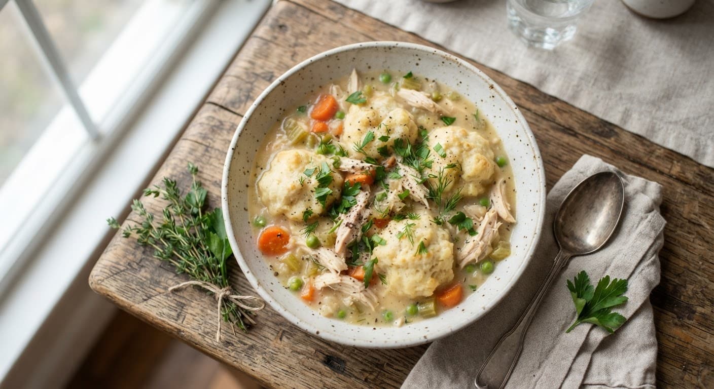 Easy Chicken and Dumplings with Biscuits