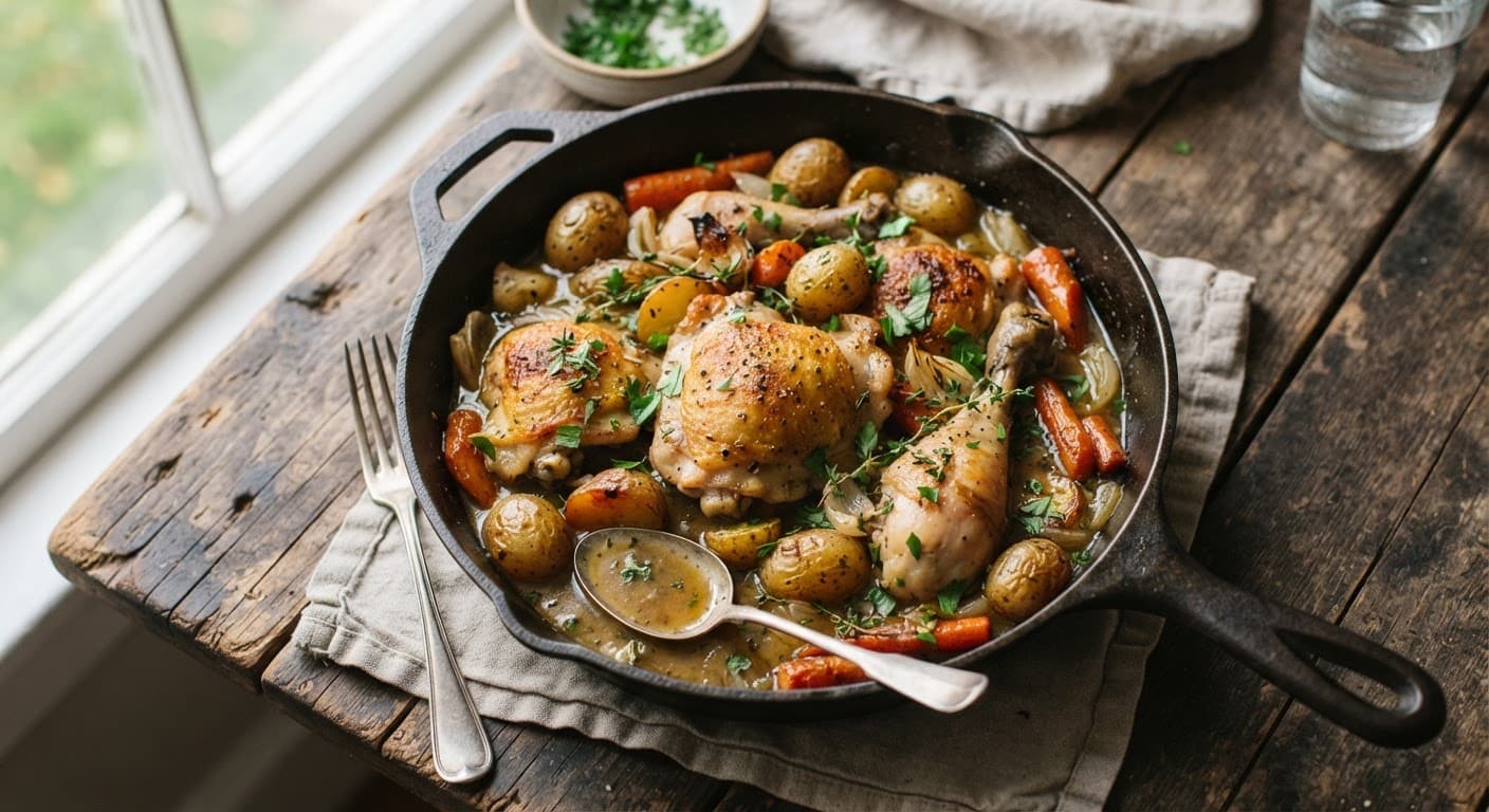 One-Pan Chicken and Potatoes with Gravy