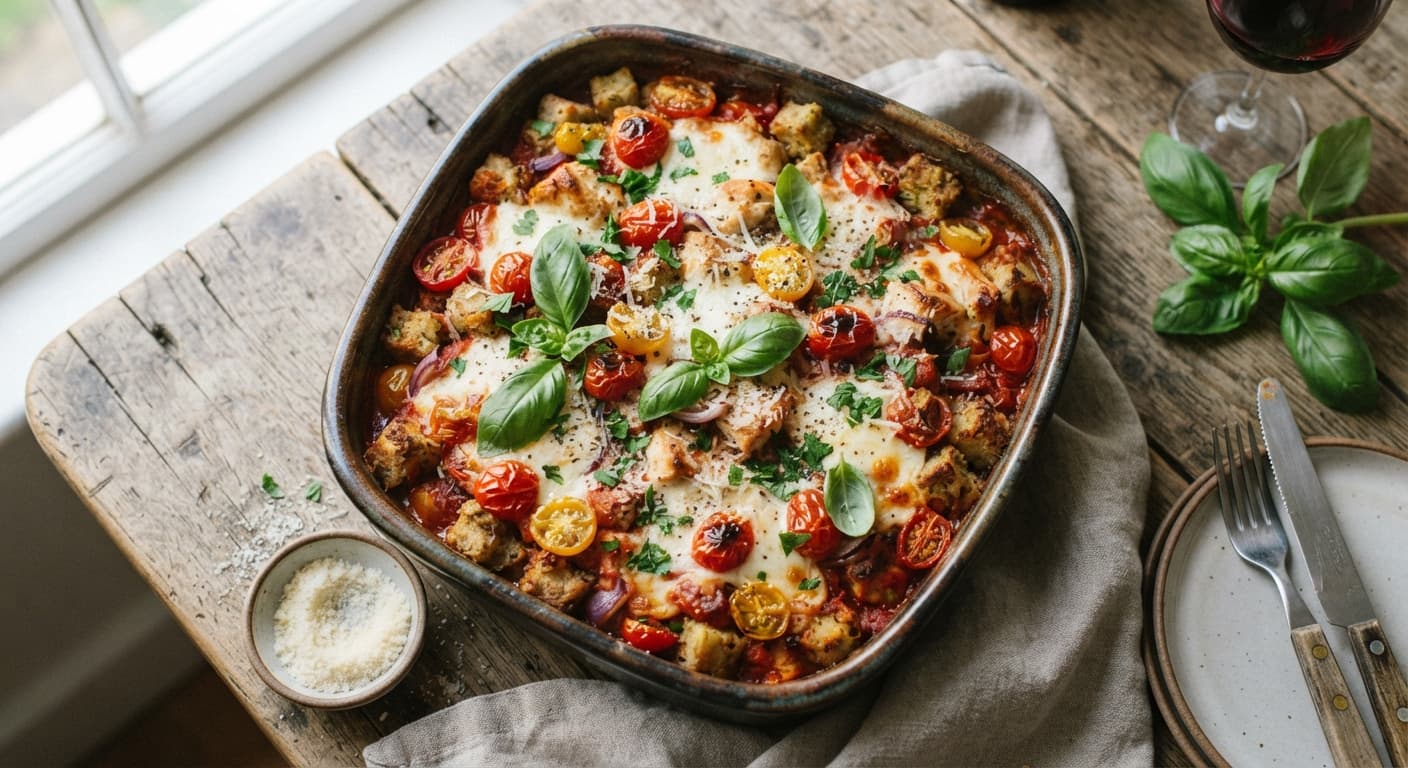 Chicken Bruschetta Bake with Stuffing