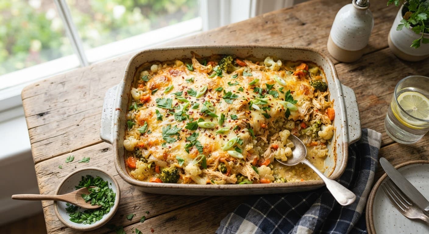 Healthy Chicken Cauliflower Rice Casserole