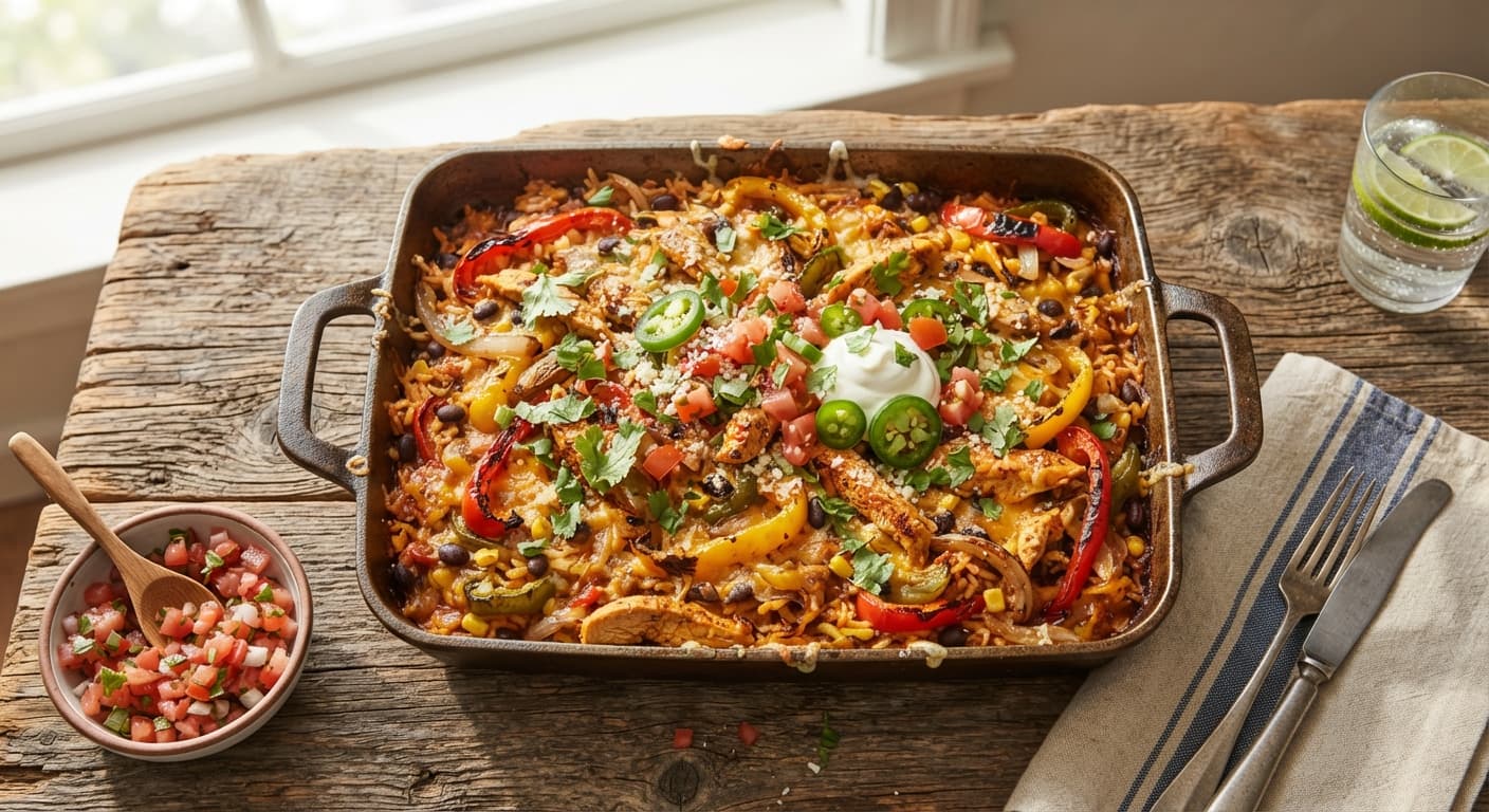 Easy Chicken Fajita Rice Casserole