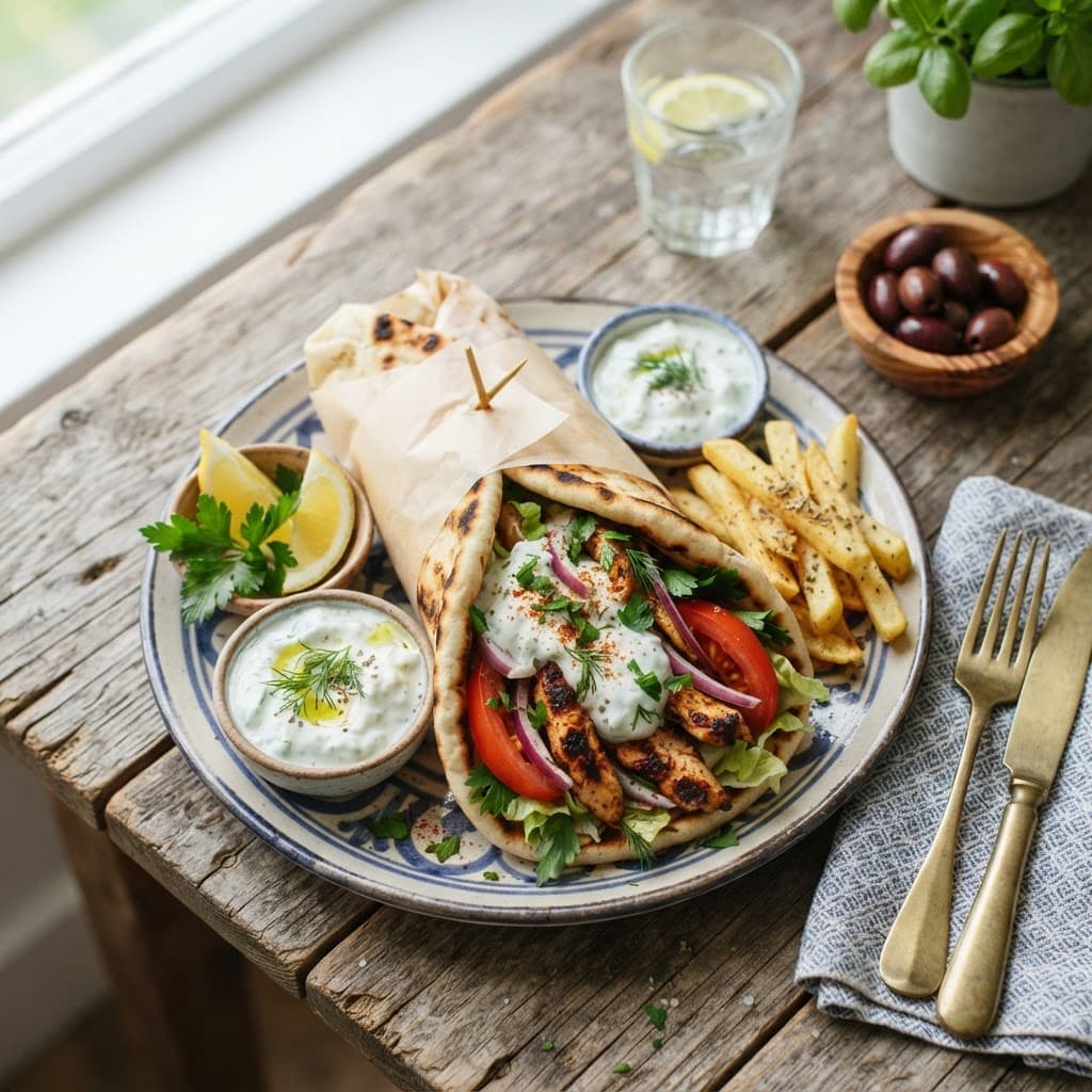 Greek Chicken Gyros with Tzatziki Sauce