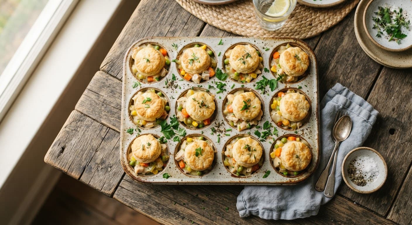 Easy Chicken Pot Pie Bites with Biscuits