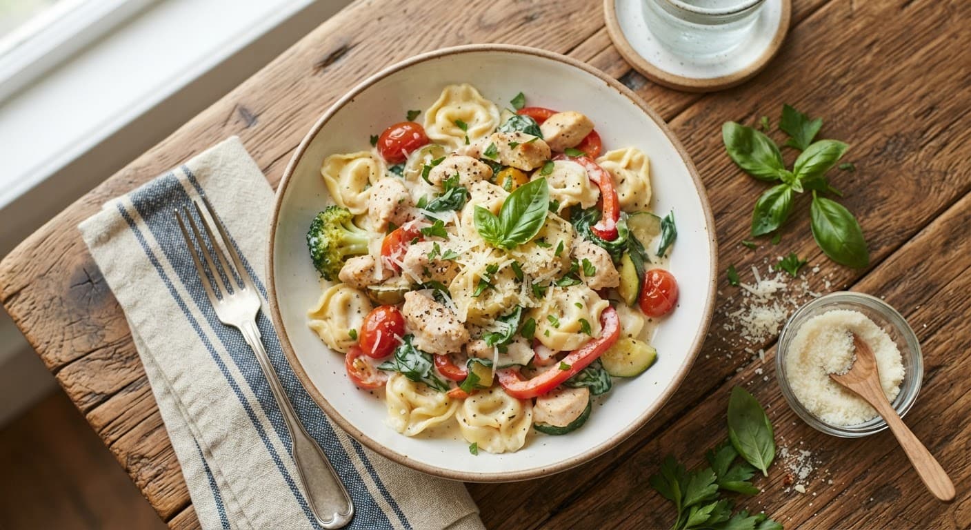 Creamy Chicken Tortellini with Veggies